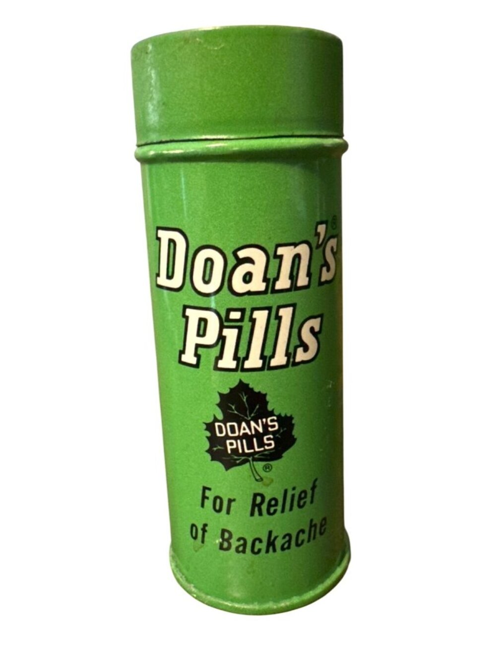 Vintage Green Metal Doan's Pills Container